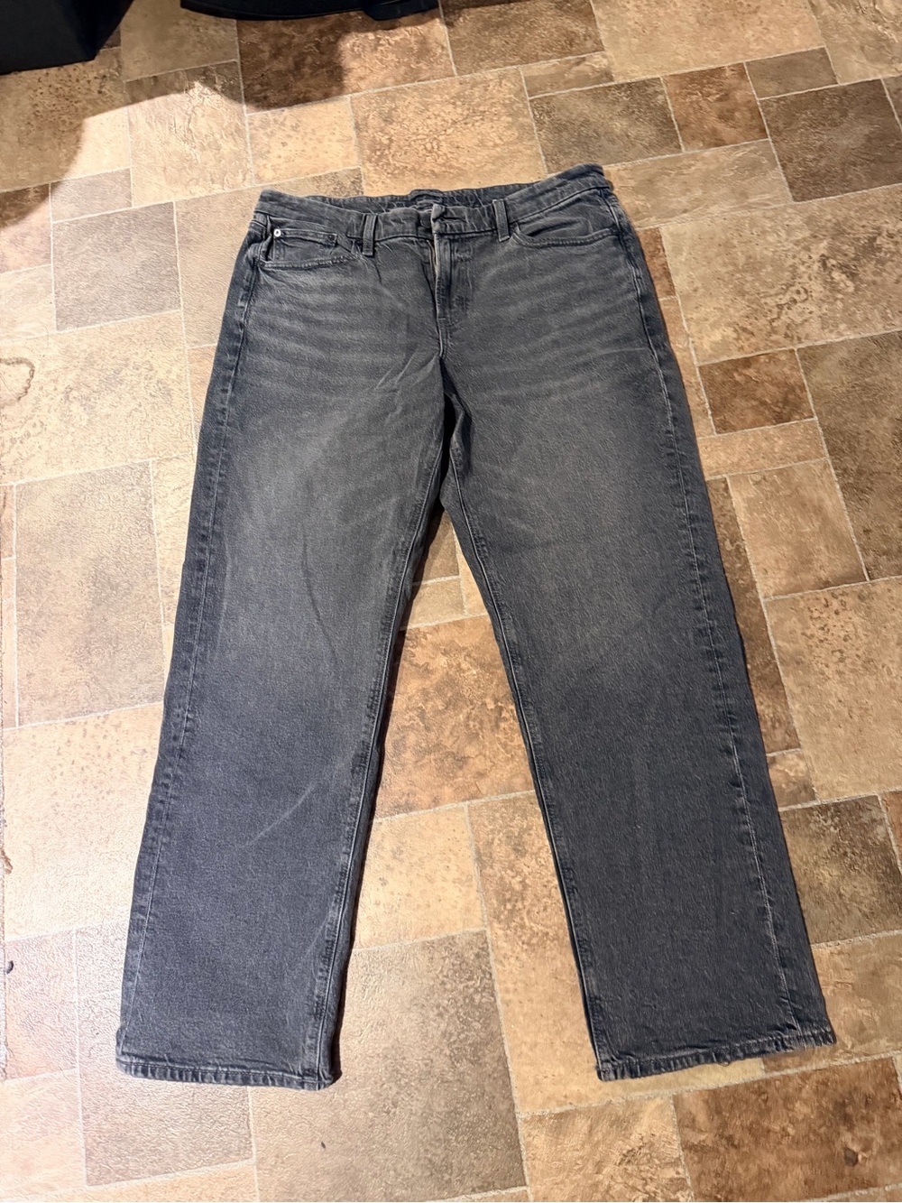 Women’s Black Washed Straight-Leg Jeans 16 Long